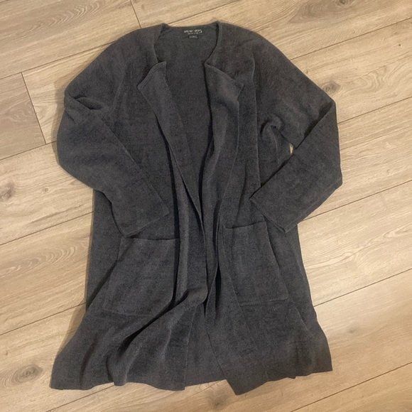 Barefoot Dreams CozyChic Ultra Lite Wide Collar Jacket Gray Carbon Size S - Picture 3 of 7